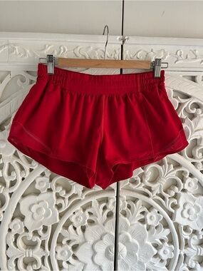 Lululemon Red Run Shorts Size 8 Built In Liner Athletic